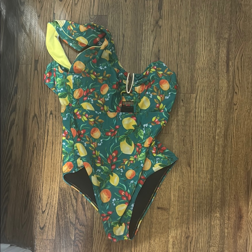 Women's one shoulder bathing suit with Fruit Print - XL